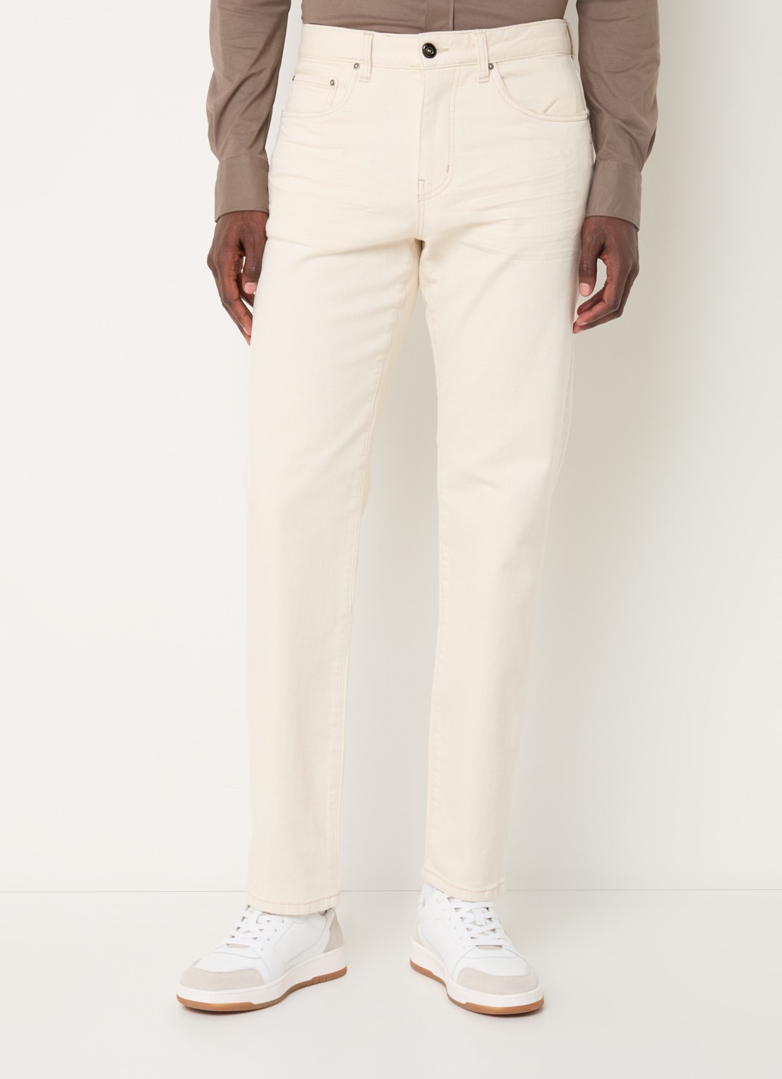 Profuomo Straight leg jeans met gekleurde wassing - detail 4 gebroken wit