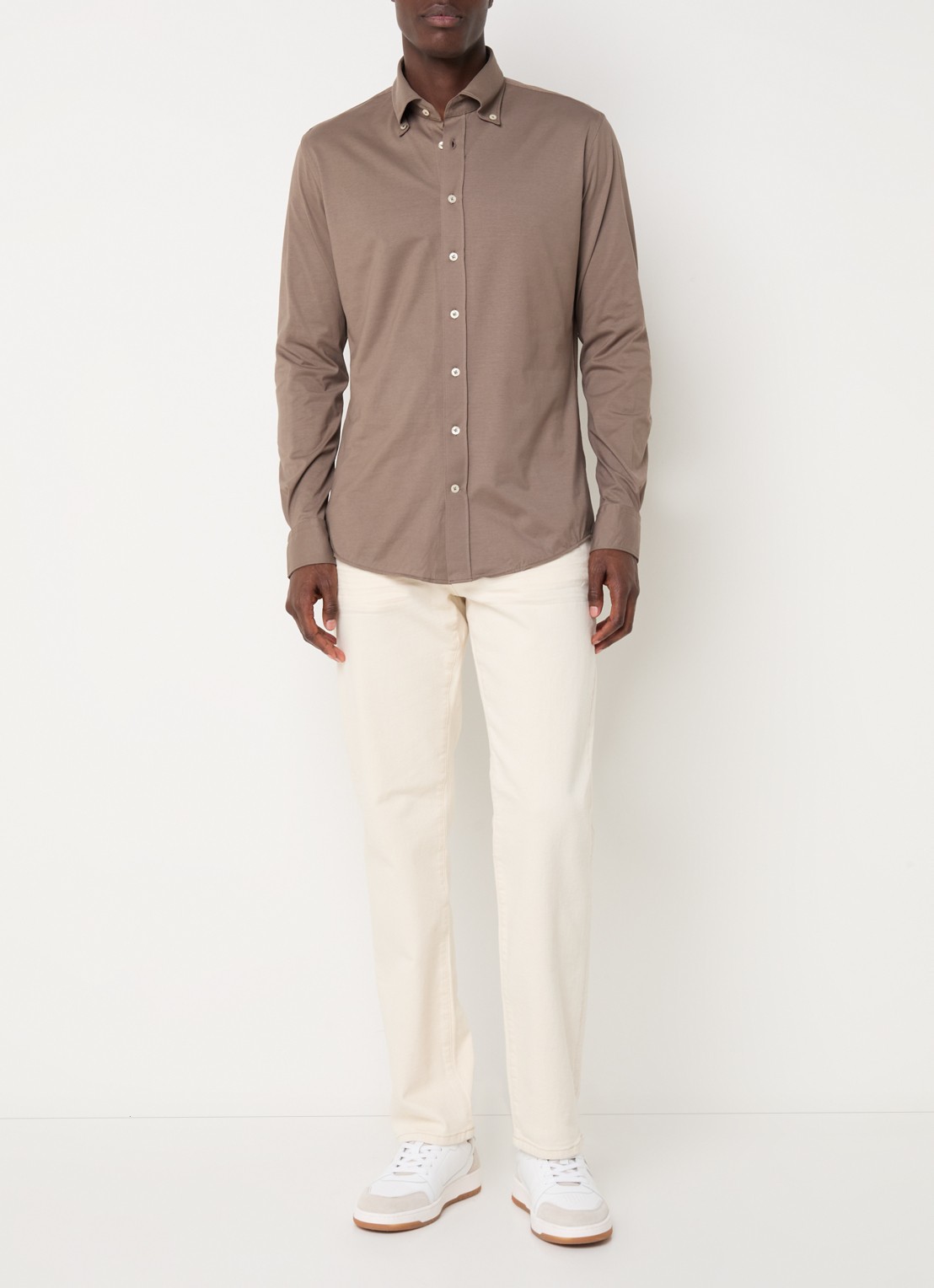 Profuomo Straight leg jeans met gekleurde wassing - voorkant 3 gebroken wit