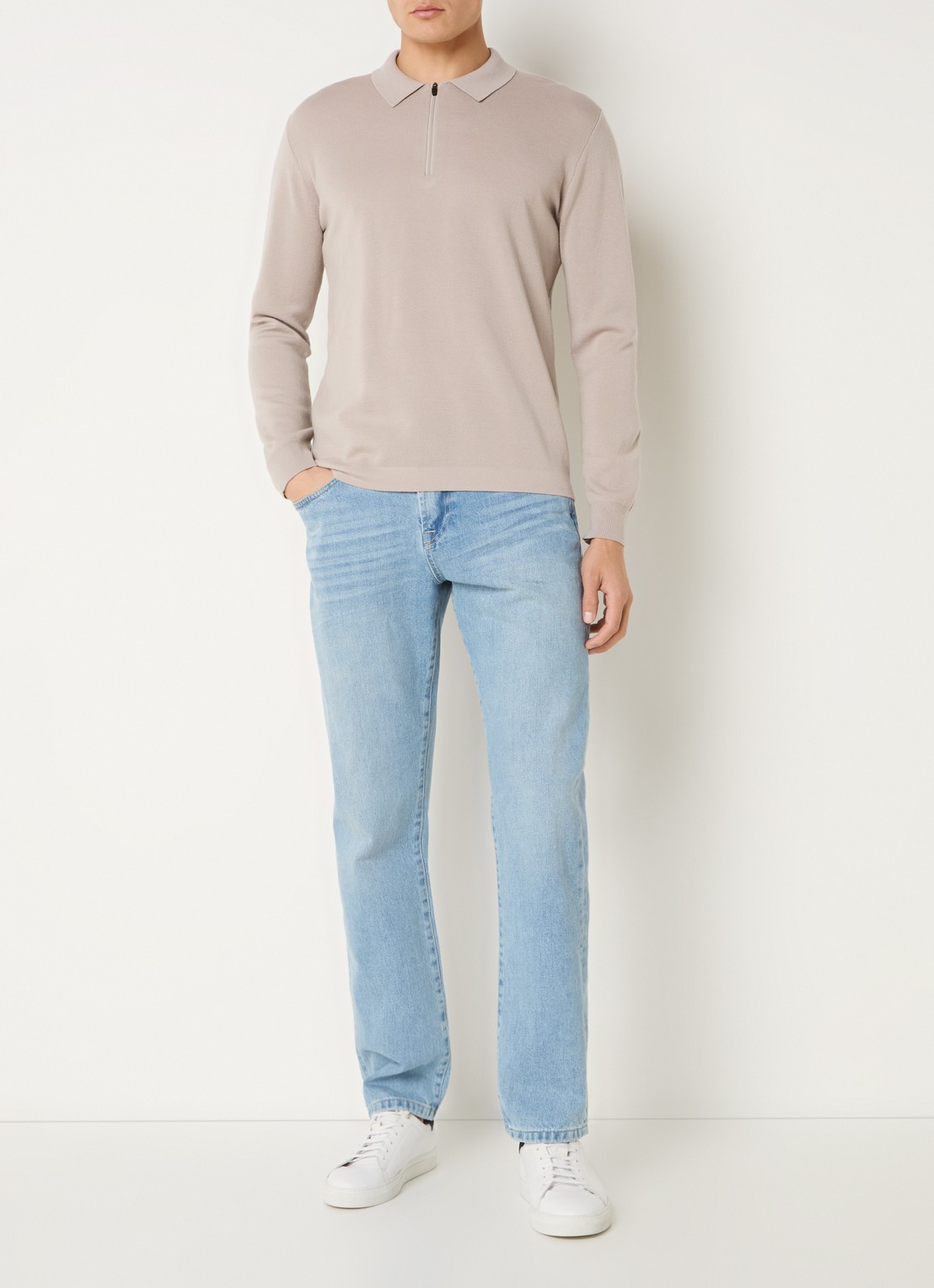 Profuomo Straight leg jeans met lichte wassing - voorkant 4 indigo