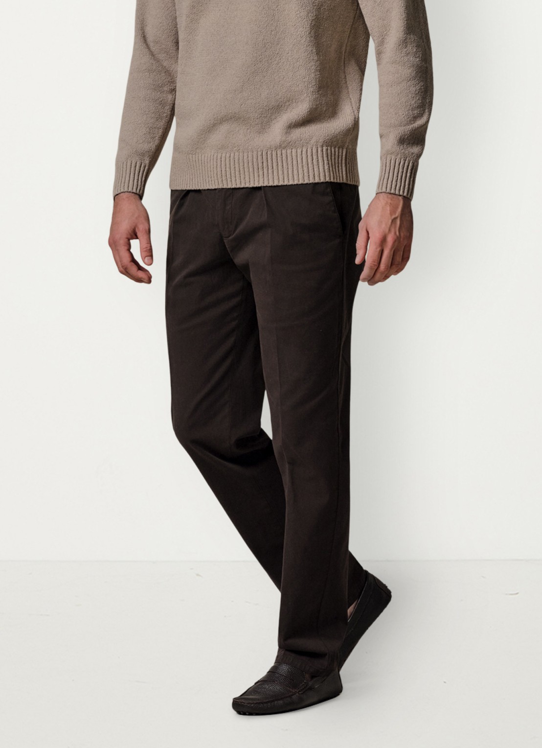 Profuomo Straigth fit chino met stretch - detail 3 donkerbruin