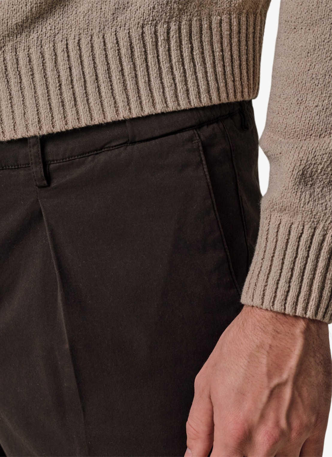 Profuomo Straigth fit chino met stretch - detail 4 donkerbruin