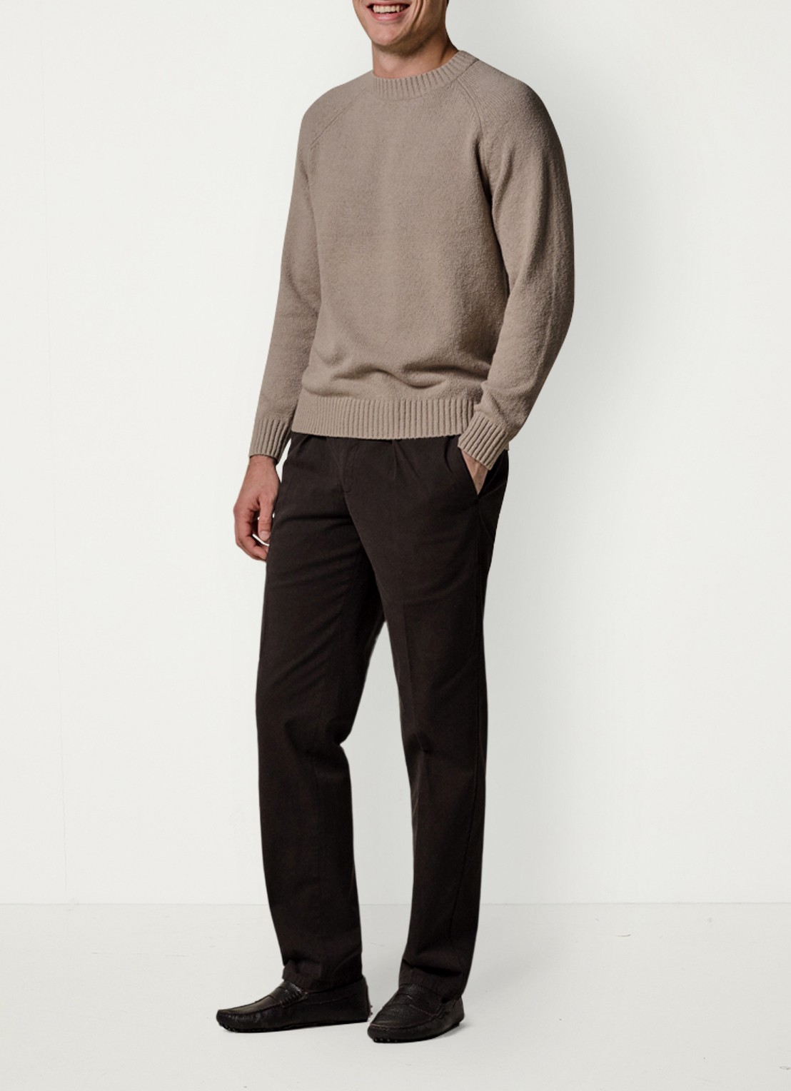 Profuomo Straigth fit chino met stretch - voorkant 2 donkerbruin