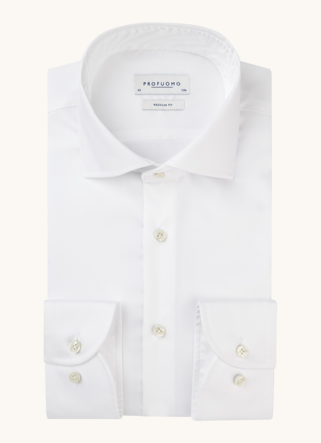 Profuomo Strijkvrij regular fit overhemd - voorkant 6 wit