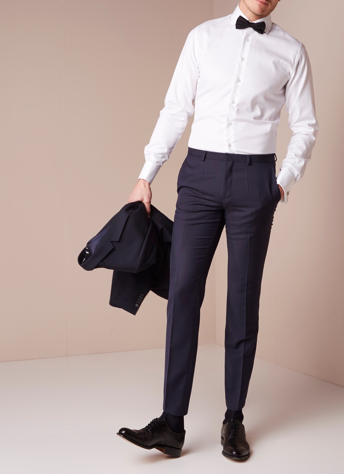 Profuomo Strijkvrij slim fit overhemd met dubbele manchet - voorkant wit