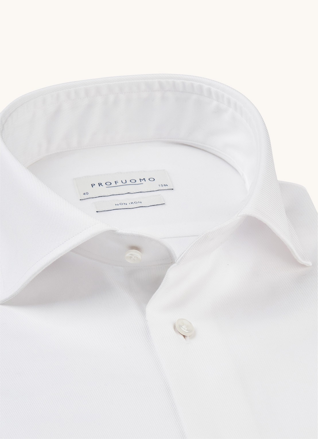 Profuomo Strijkvrij slim fit overhemd met dubbele manchet - detail 4 wit