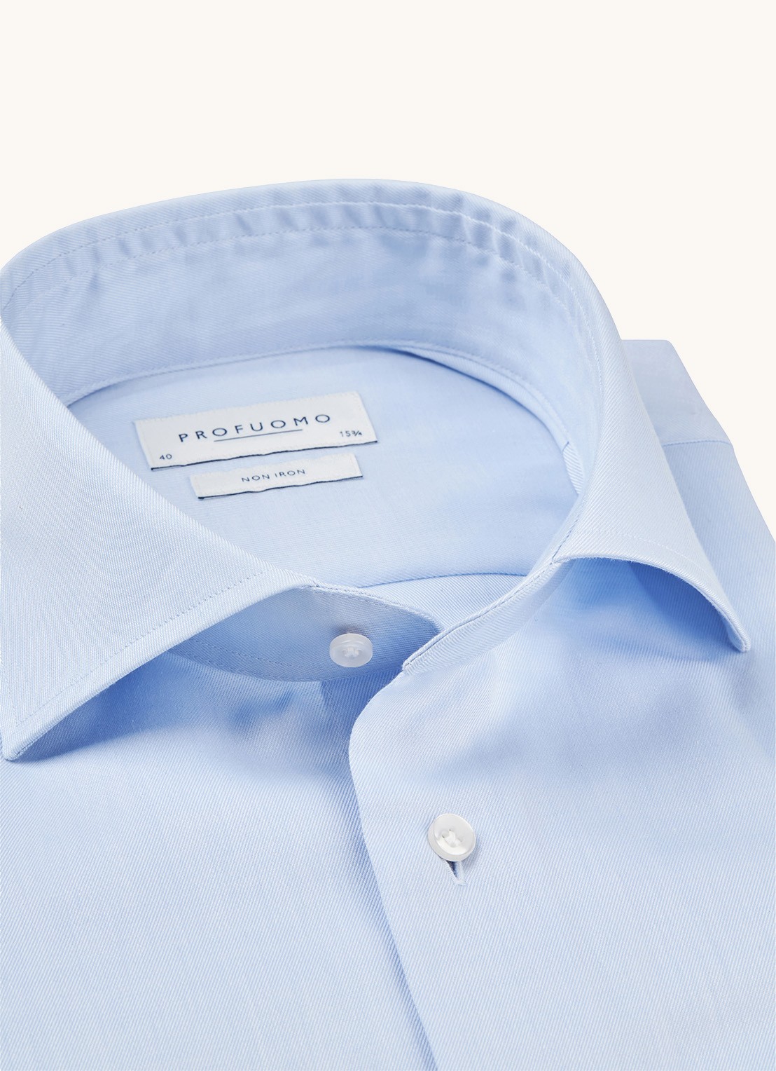 Profuomo Strijkvrij slim fit overhemd met extra lange mouw - detail 3 lichtblauw