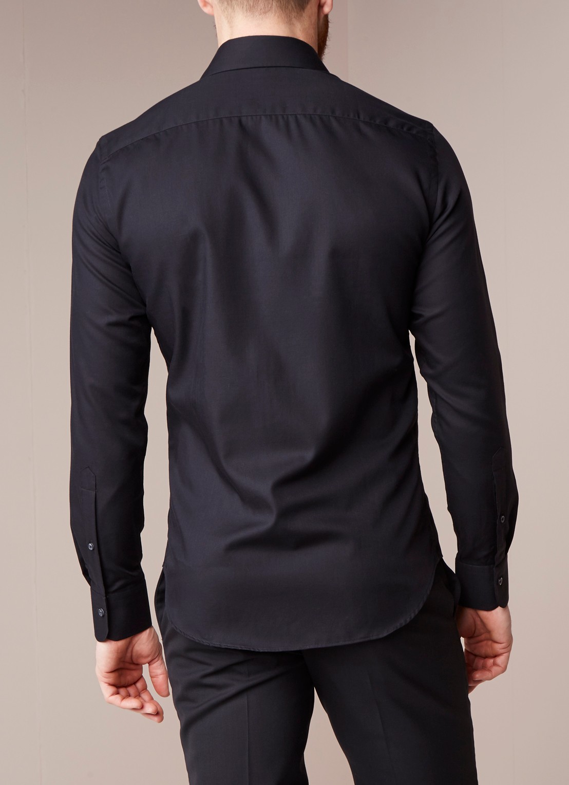 Profuomo Strijkvrij slim fit overhemd met wide spread-kraag - achterkant 3 zwart