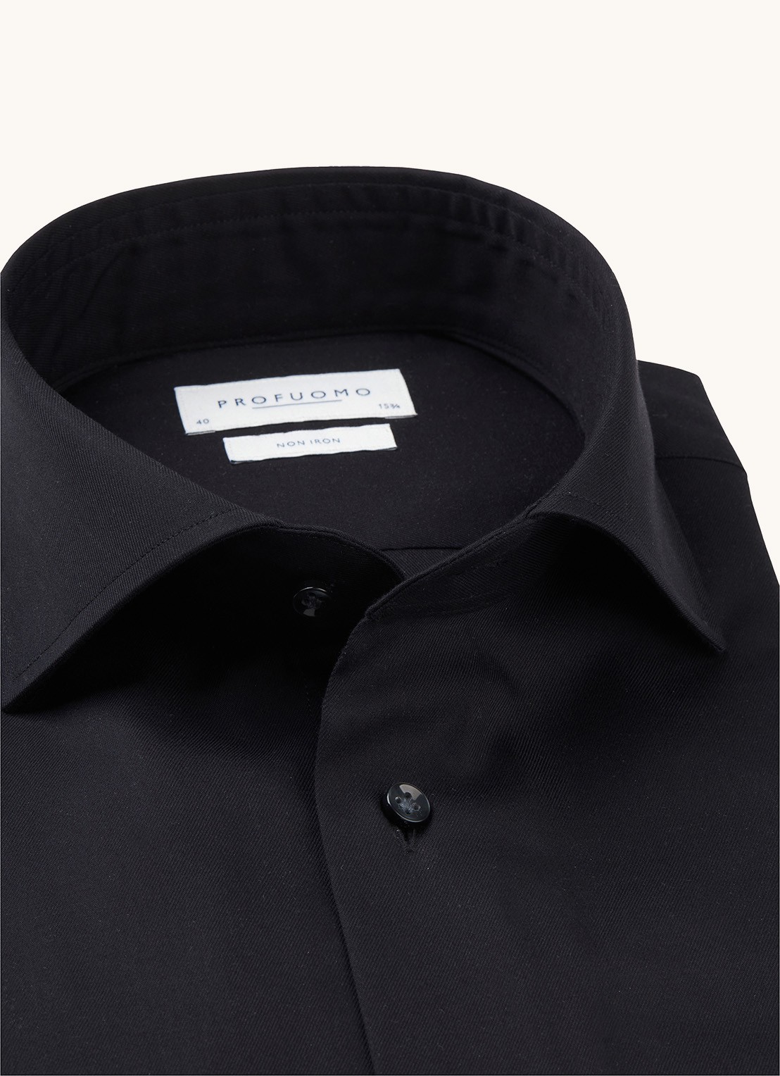 Profuomo Strijkvrij slim fit overhemd met wide spread-kraag - detail 2 zwart