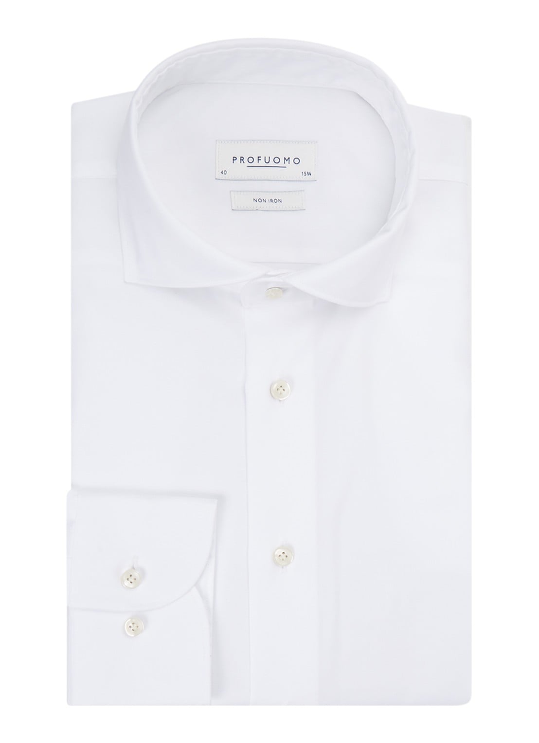Profuomo Strijkvrij slim fit overhemd - voorkant 4 wit