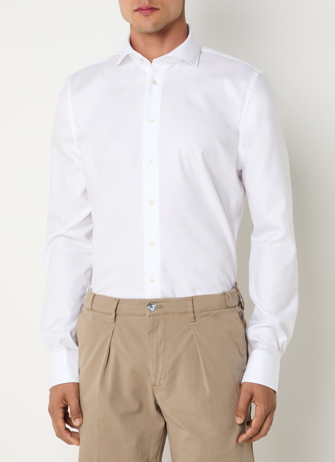 Profuomo Strijkvrij slim fit overhemd - detail 2 wit