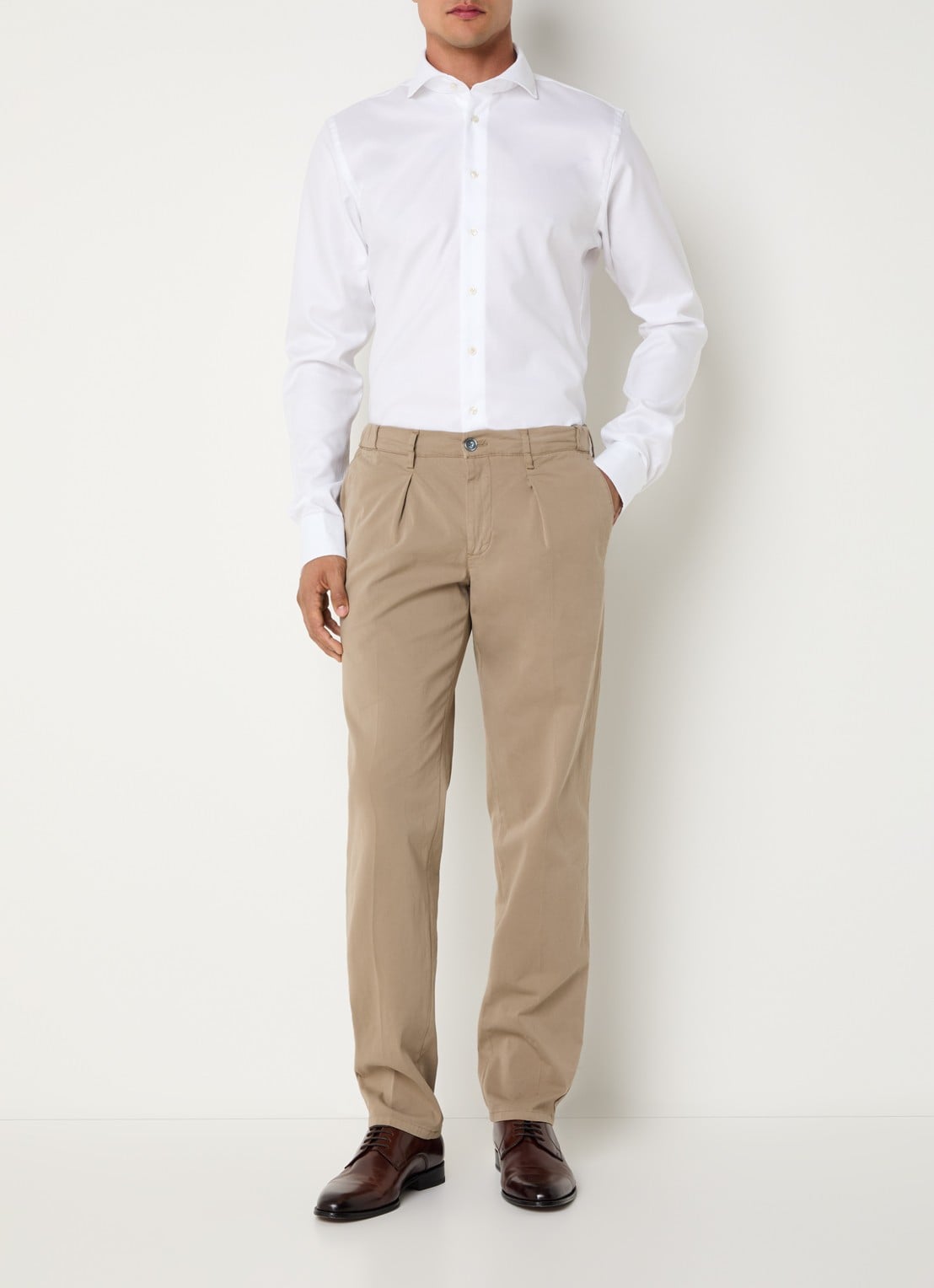 Profuomo Strijkvrij slim fit overhemd - voorkant 5 wit