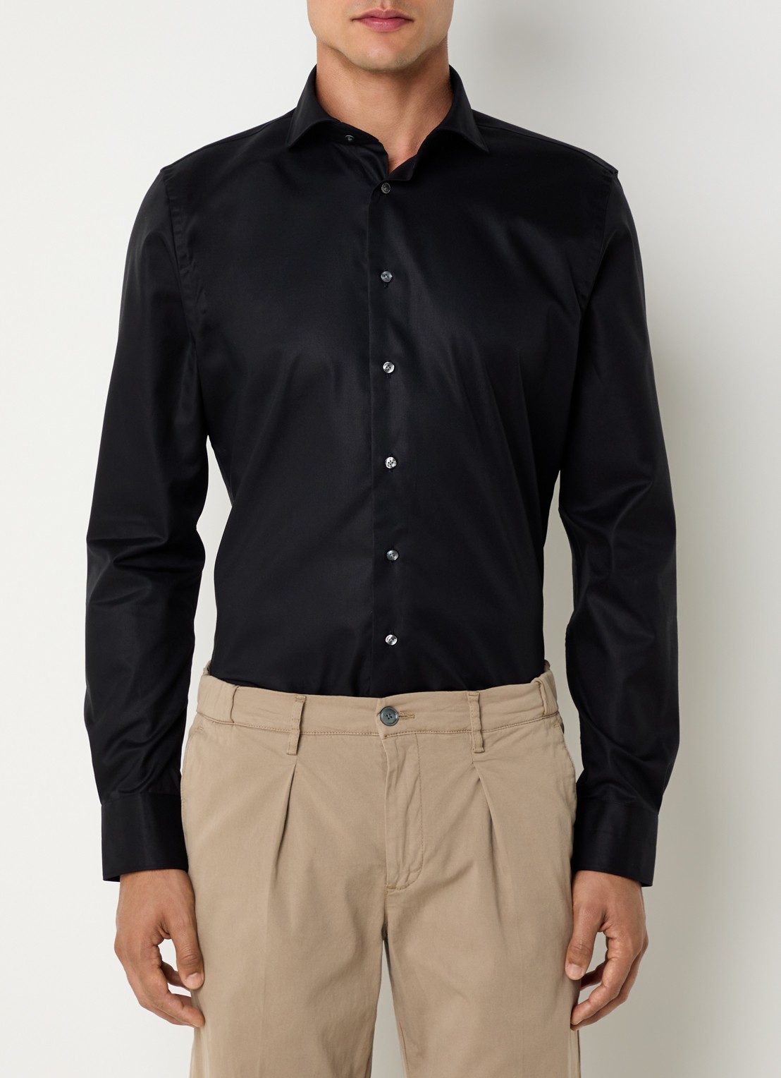 Profuomo Strijkvrij slim fit overhemd - detail 3 zwart