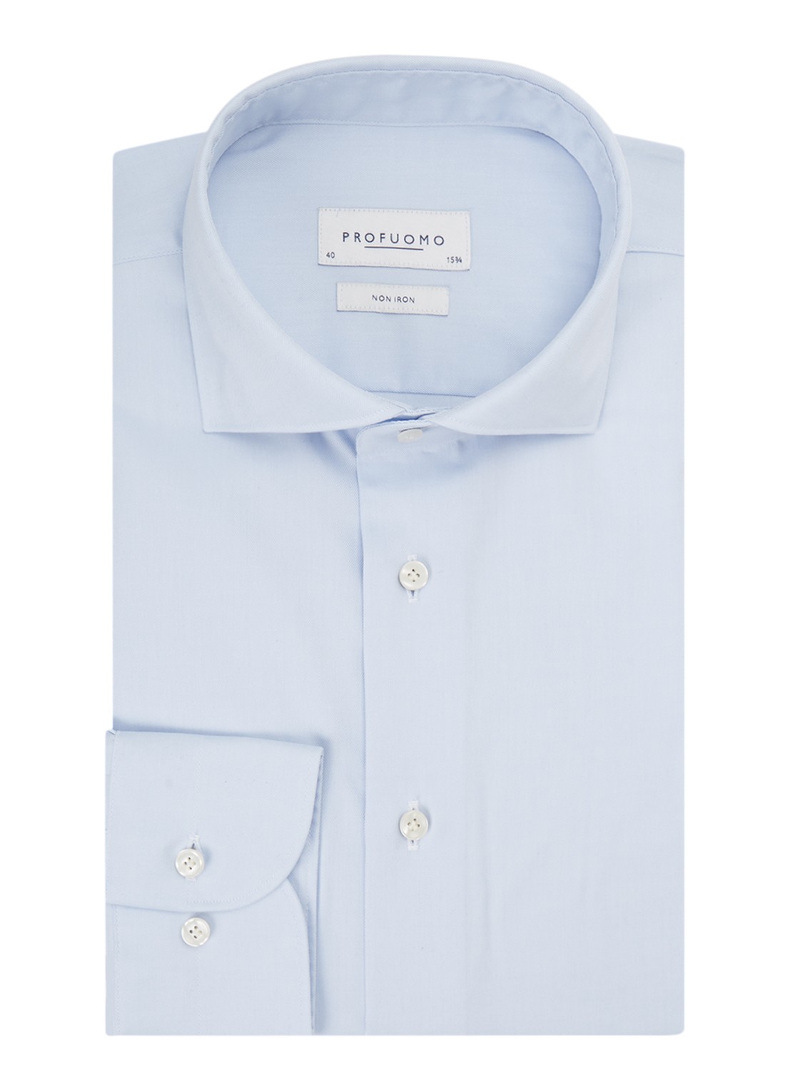 Profuomo Strijkvrij slim fit overhemd - voorkant 4 lichtblauw