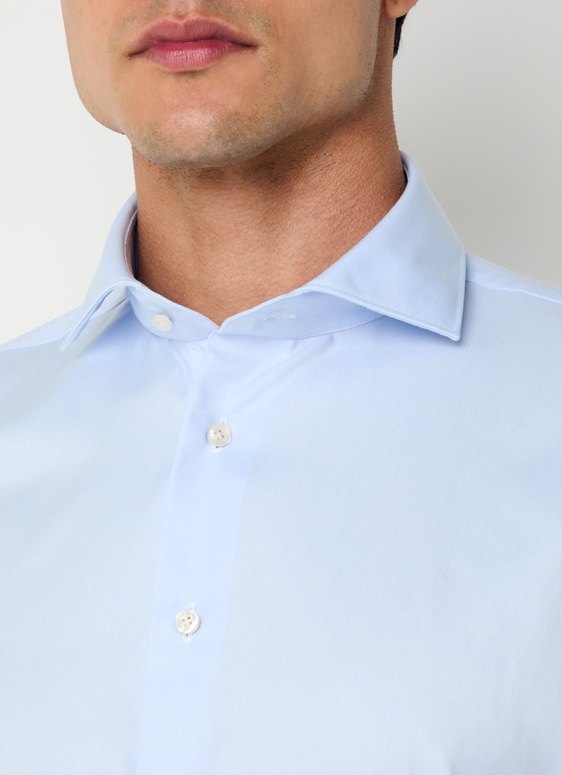Profuomo Strijkvrij slim fit overhemd - detail 3 lichtblauw