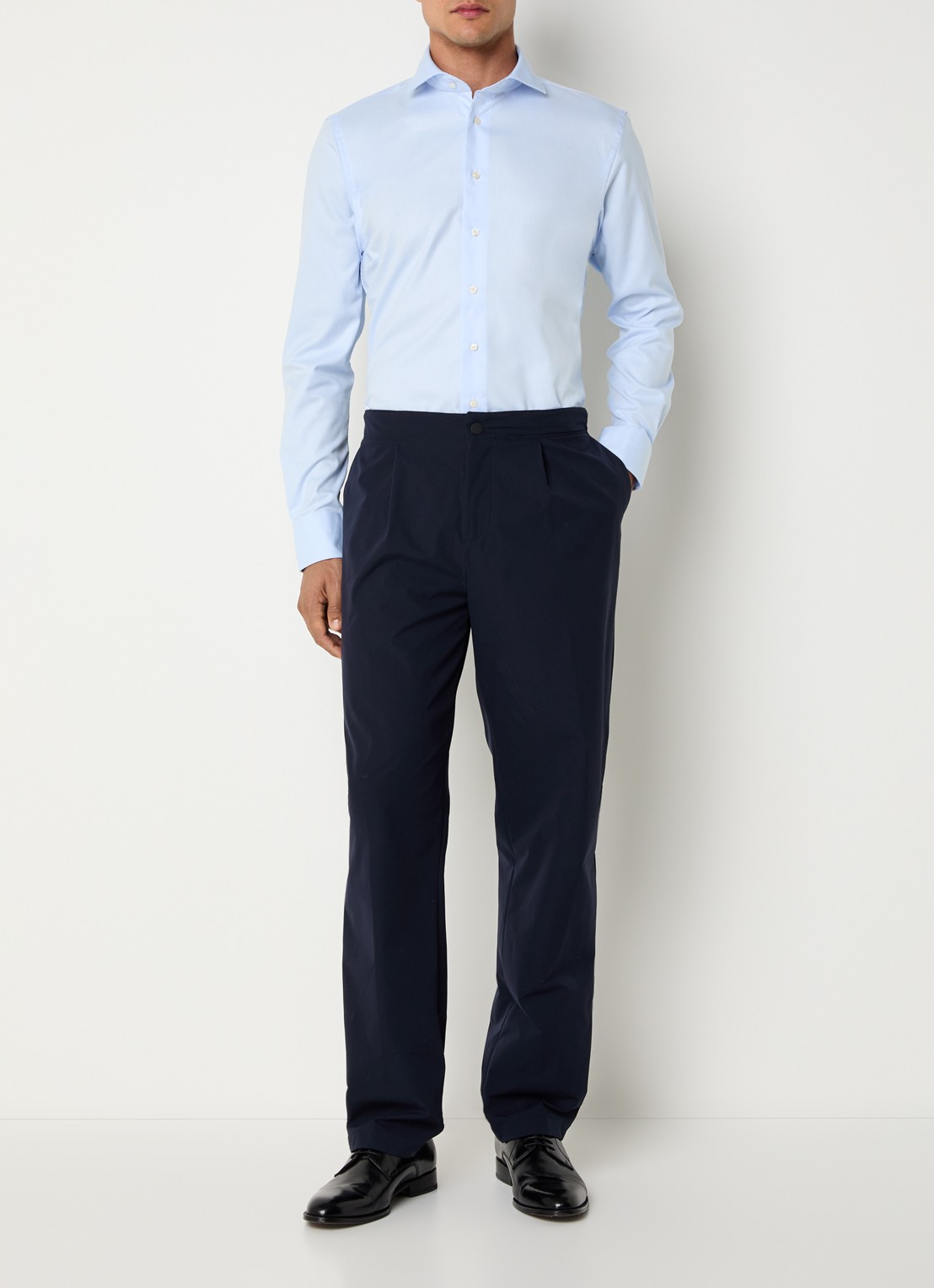 Profuomo Strijkvrij slim fit overhemd - voorkant 5 lichtblauw