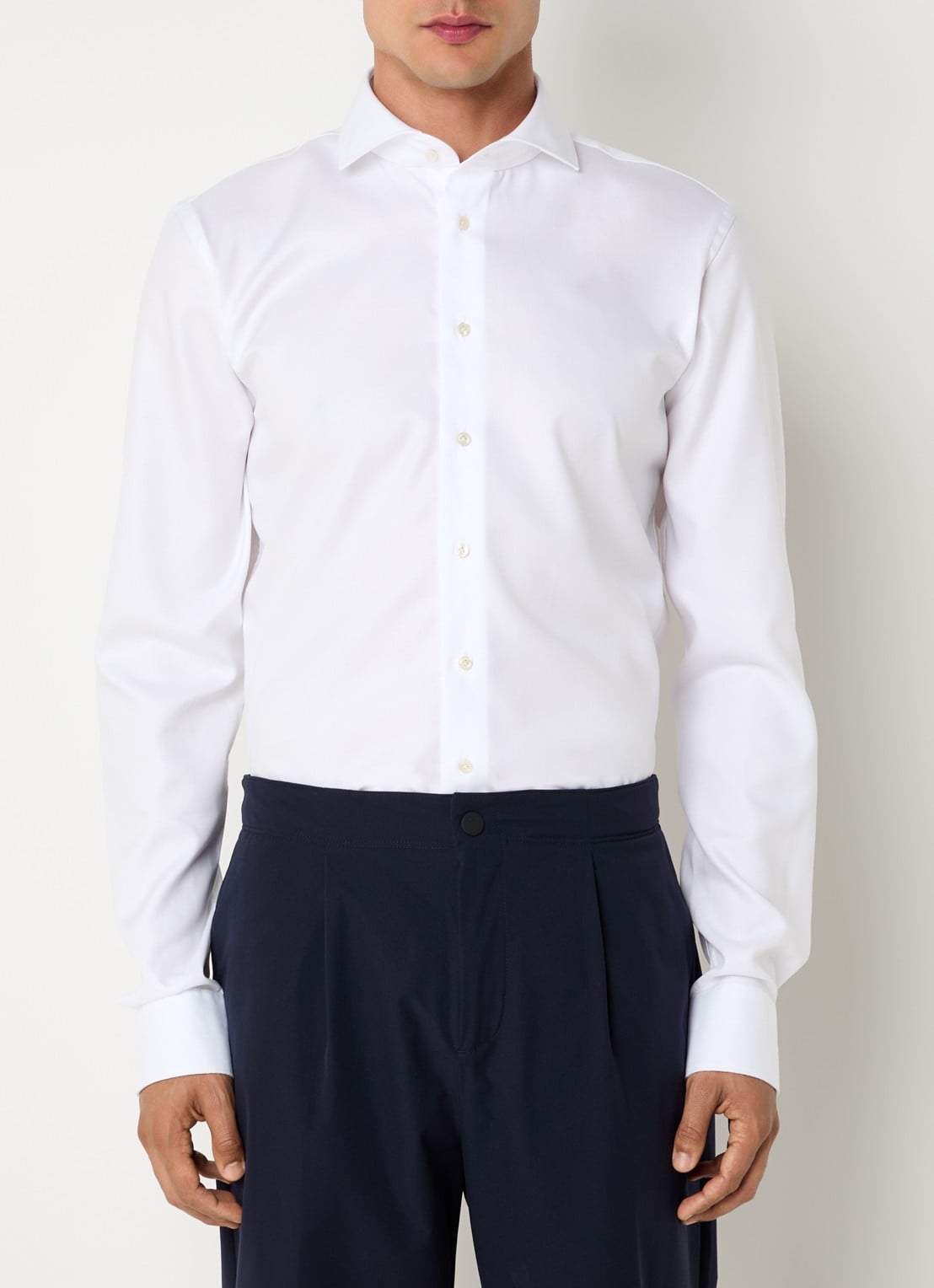 Profuomo Strijkvrij slim fit overhemd - detail 2 wit