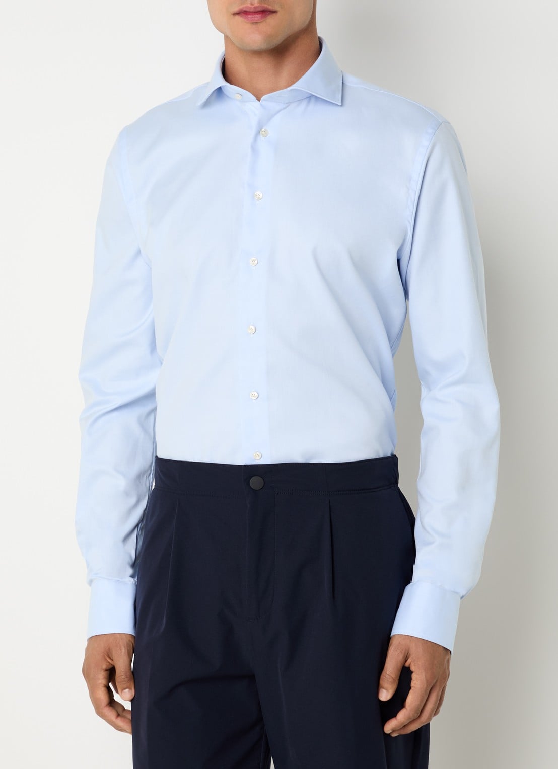 Profuomo Strijkvrij slim fit overhemd - detail 3 lichtblauw