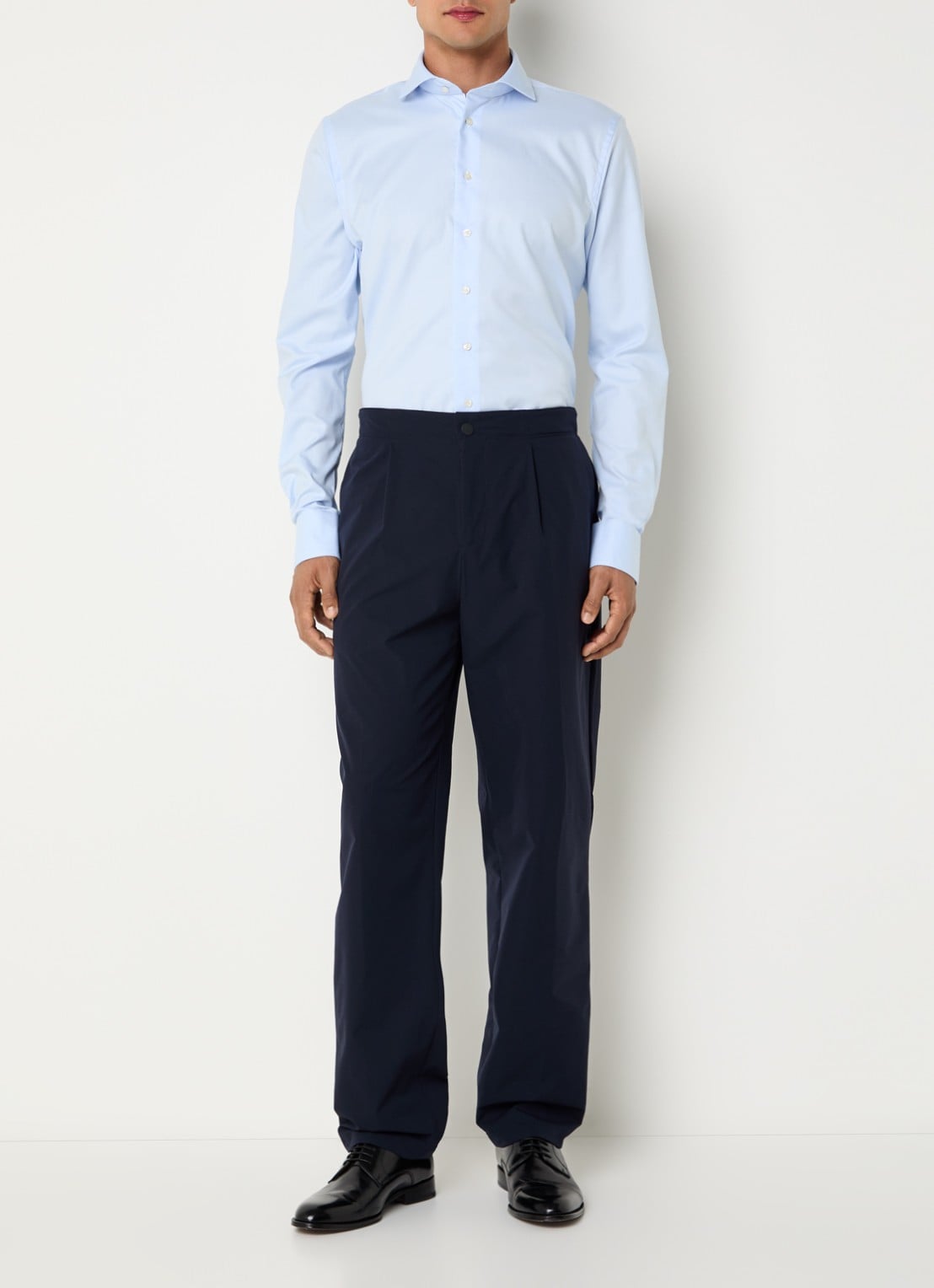 Profuomo Strijkvrij slim fit overhemd - voorkant 2 lichtblauw