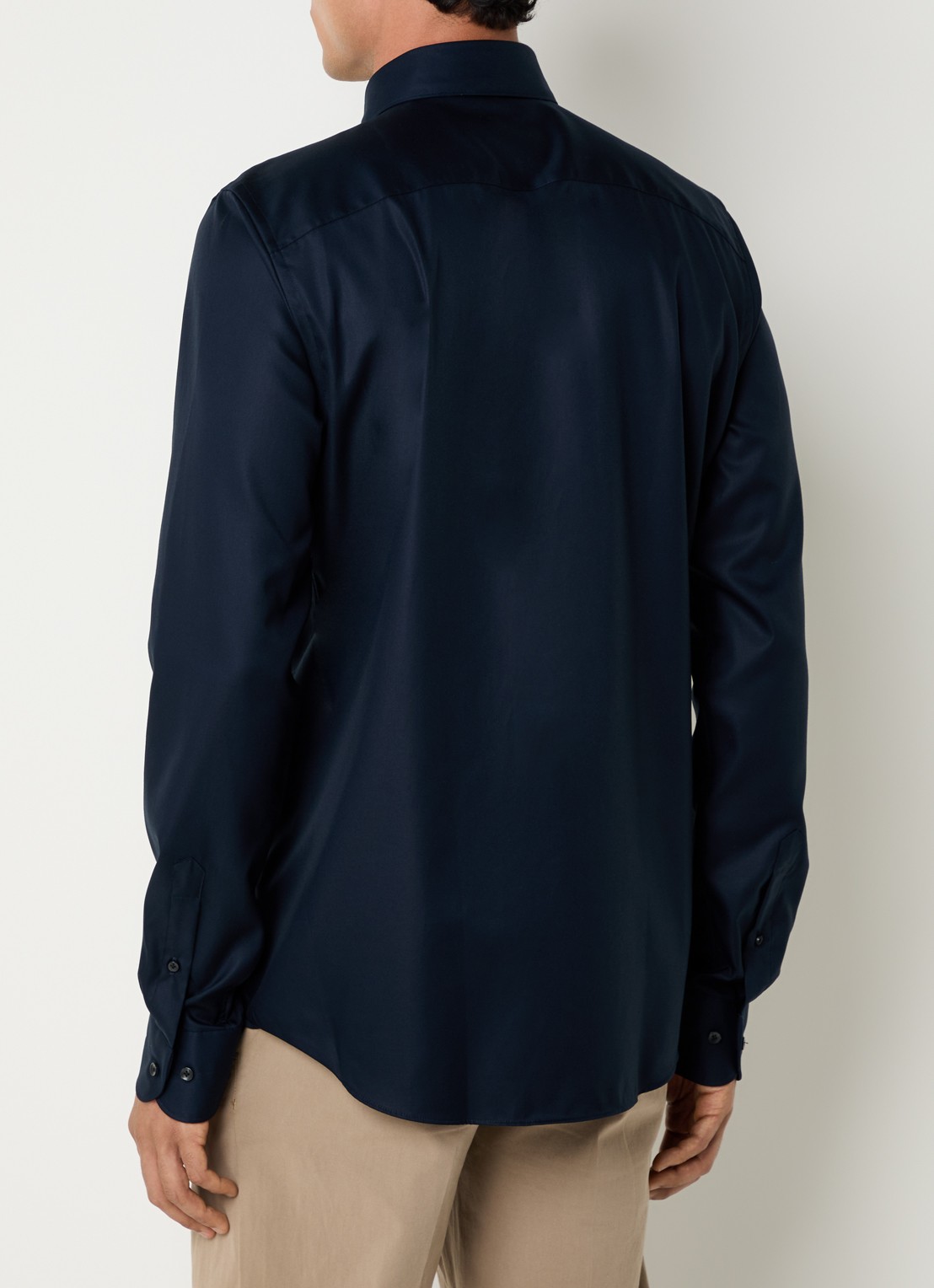 Profuomo Strijkvrij slim fit overhemd - achterkant 3 donkerblauw