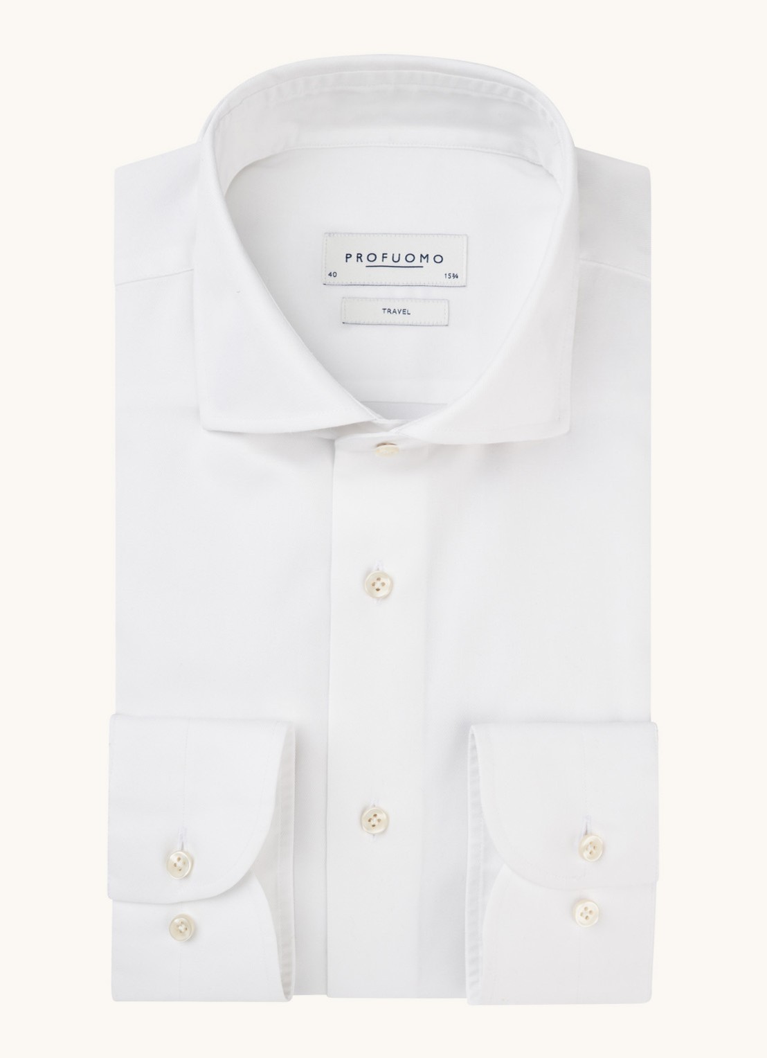 Profuomo Strijkvrij slim fit overhemd - voorkant wit