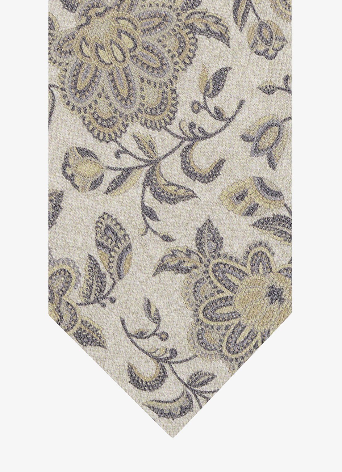 Profuomo Stropdas van zijde met bloemenprint - detail beige
