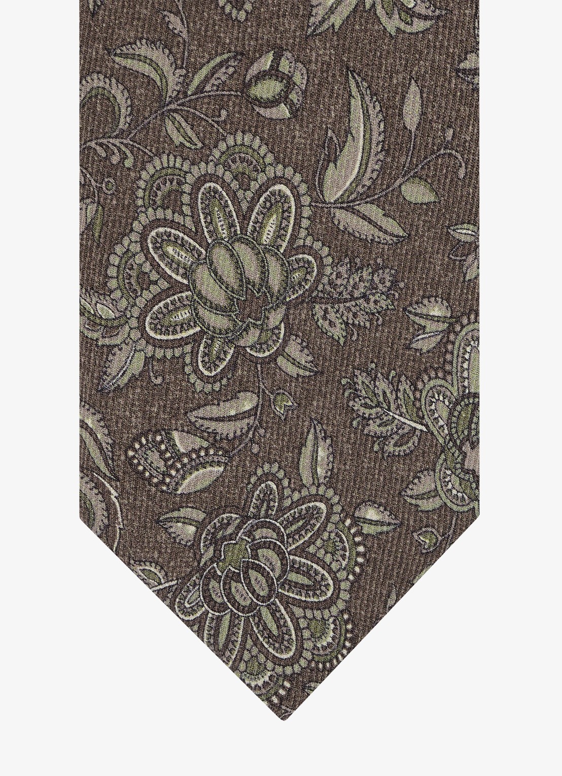 Profuomo Stropdas van zijde met bloemenprint - detail 2 bruin