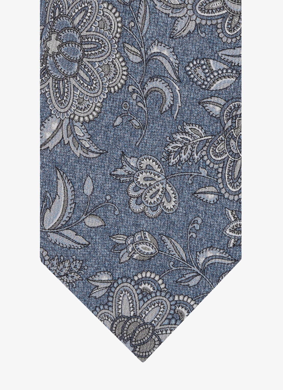 Profuomo Stropdas van zijde met bloemenprint - detail blauw