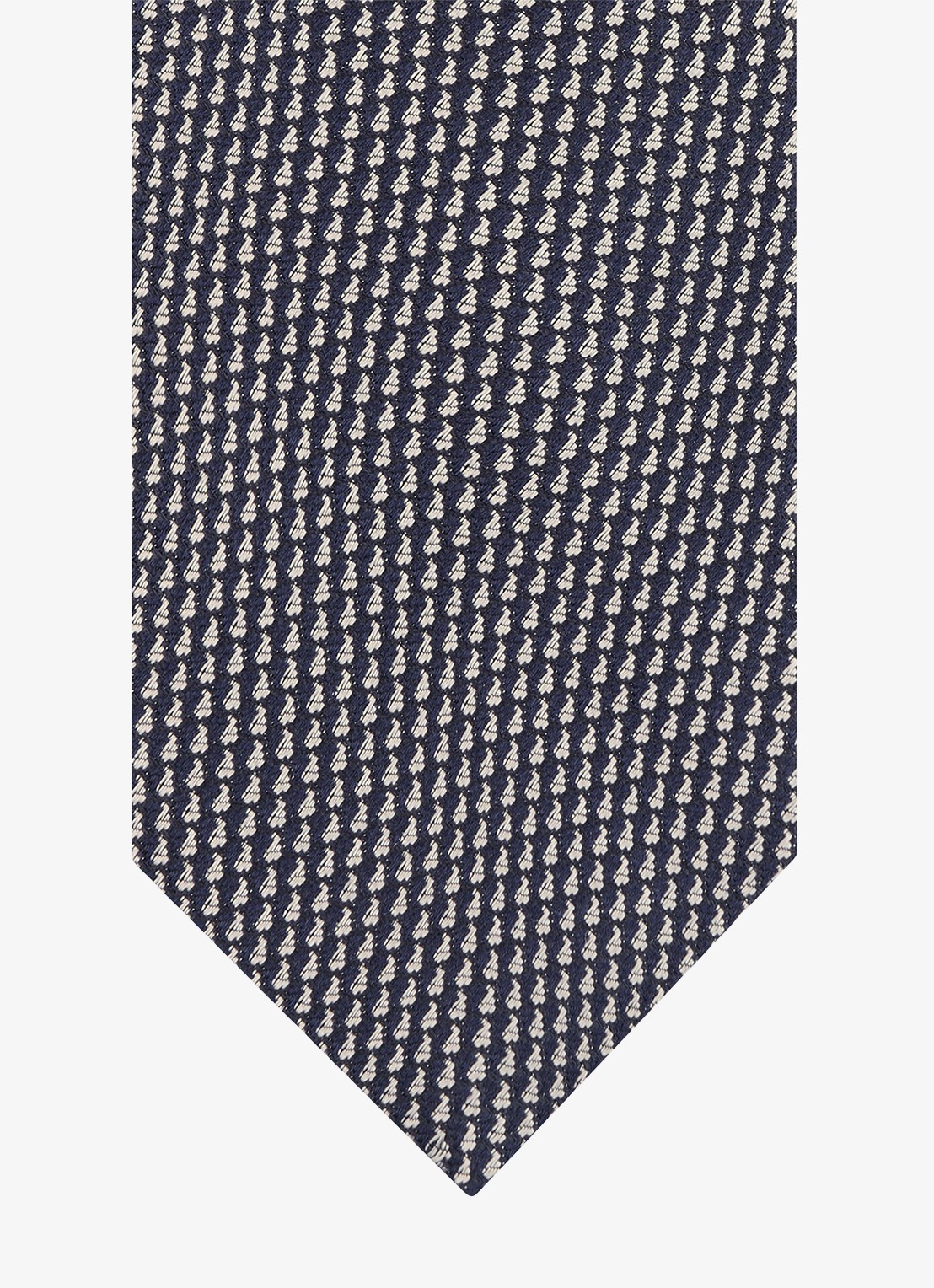 Profuomo Stropdas van zijde met pied-de-poule dessin - detail donkerblauw