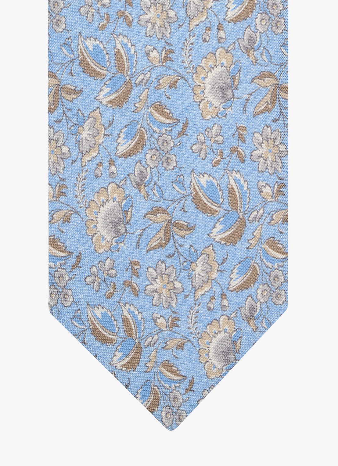 Profuomo Stropdas van zijde met print - detail lichtblauw
