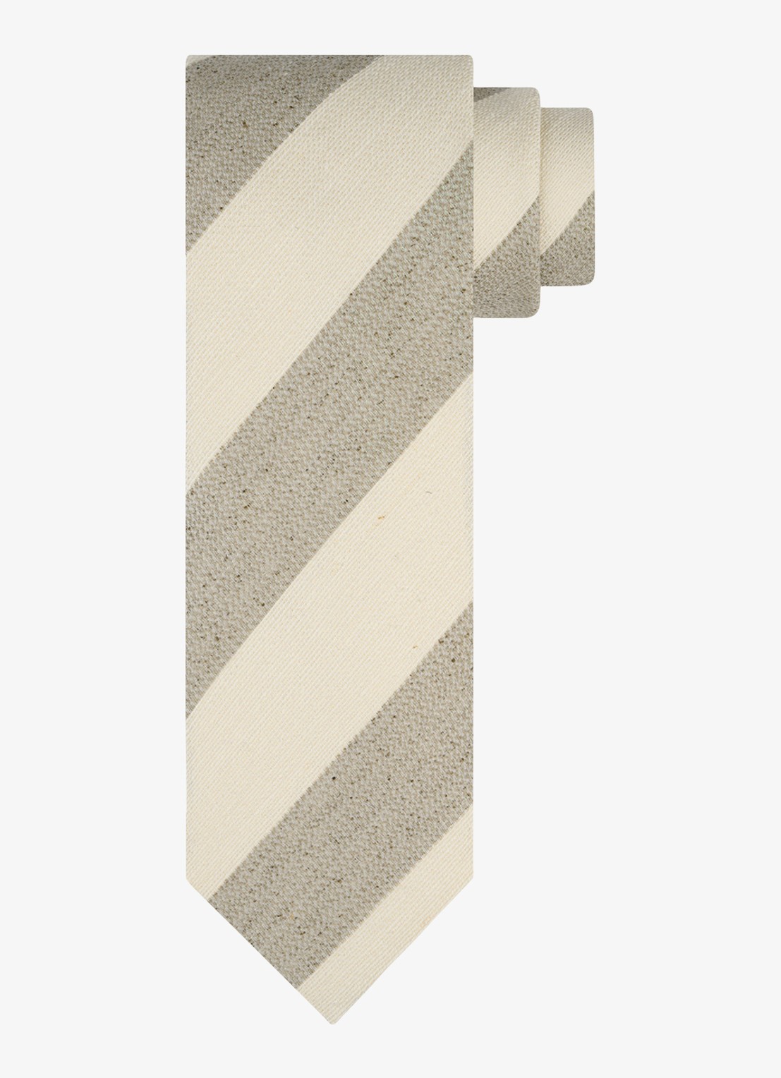 Profuomo Stropdas van zijde met streepprint - voorkant 2 beige