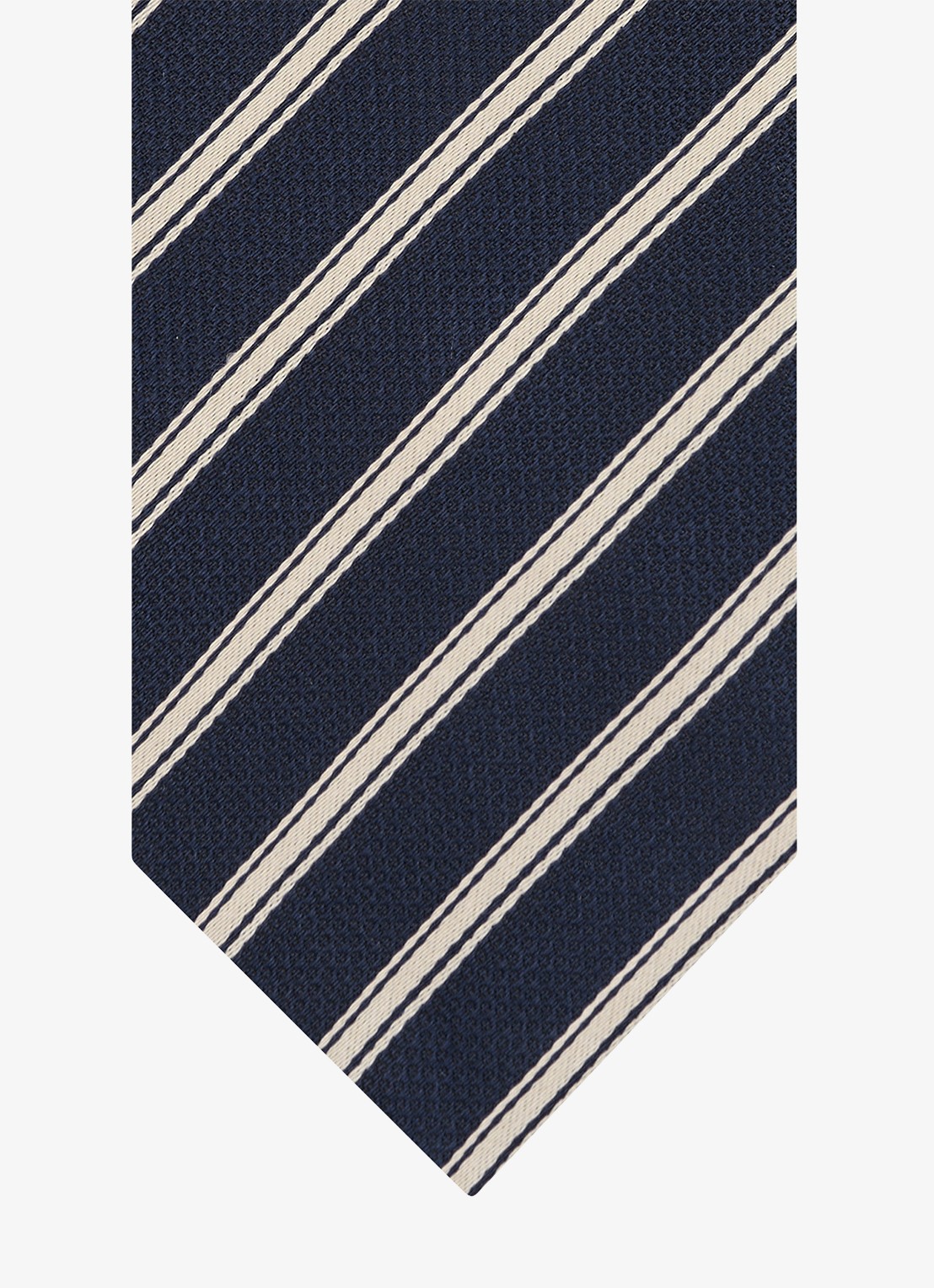 Profuomo Stropdas van zijde met streepprint - detail donkerblauw