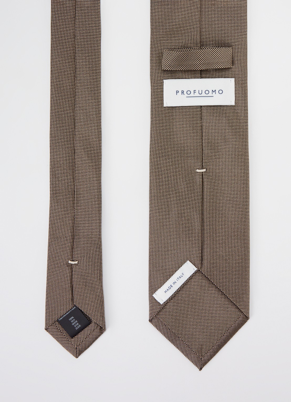 Profuomo Stropdas van zijde - detail 3 zand