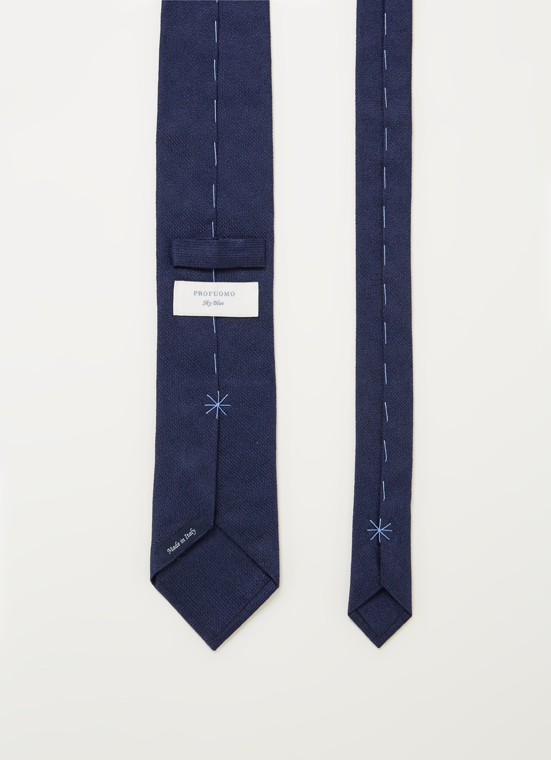 Profuomo Stropdas van zijde  - detail blauw