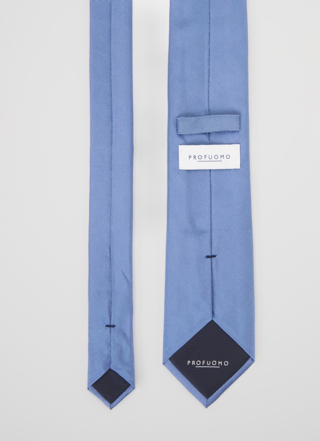 Profuomo Stropdas van zijde - detail 3 middenblauw