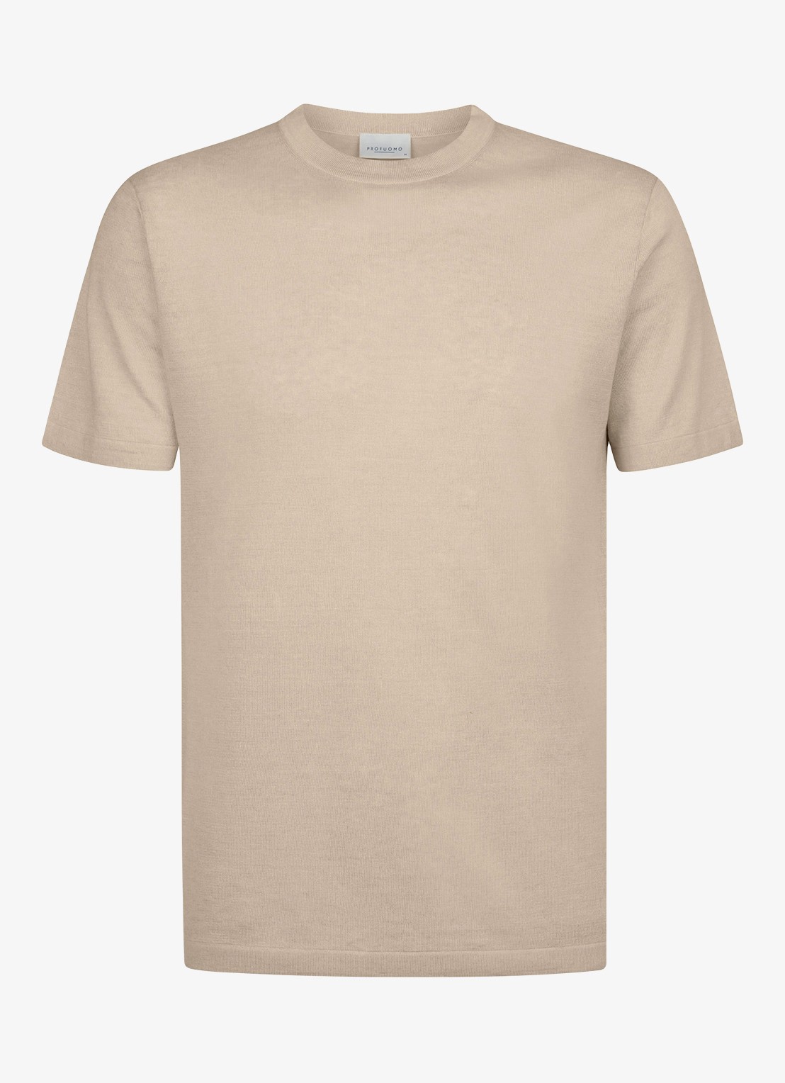 Profuomo T-shirt in linnenblend met ronde hals - voorkant 10 beige