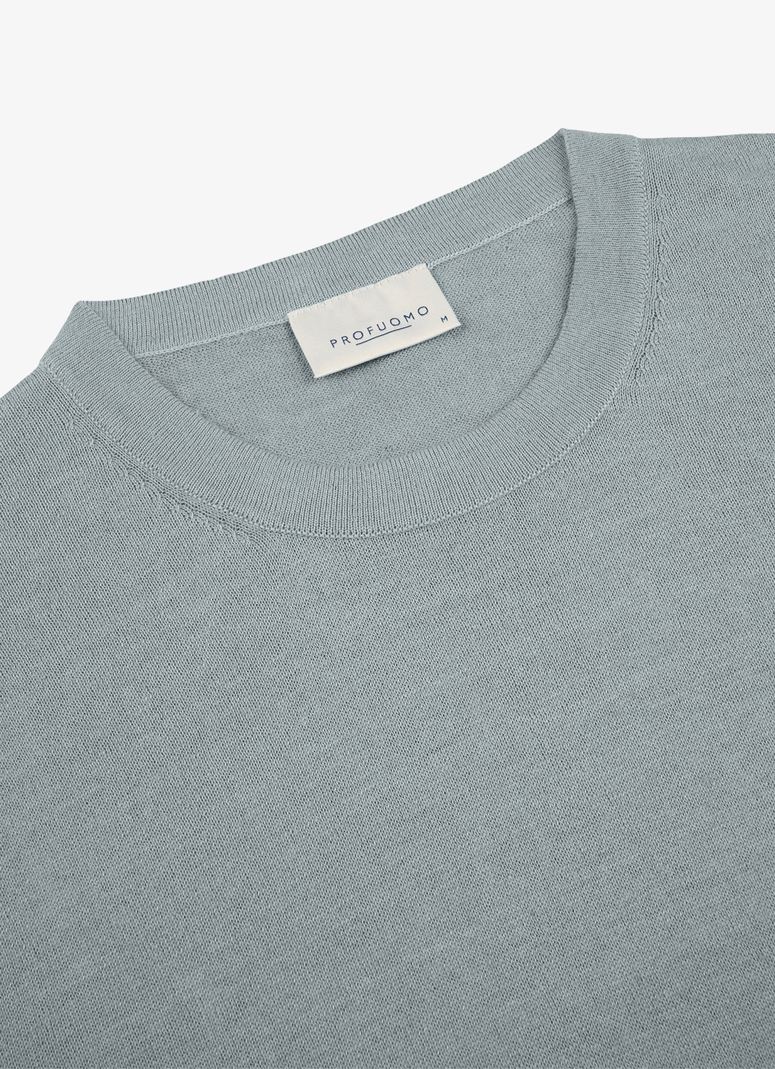 Profuomo T-shirt in linnenblend met ronde hals - detail 6 blauwgrijs