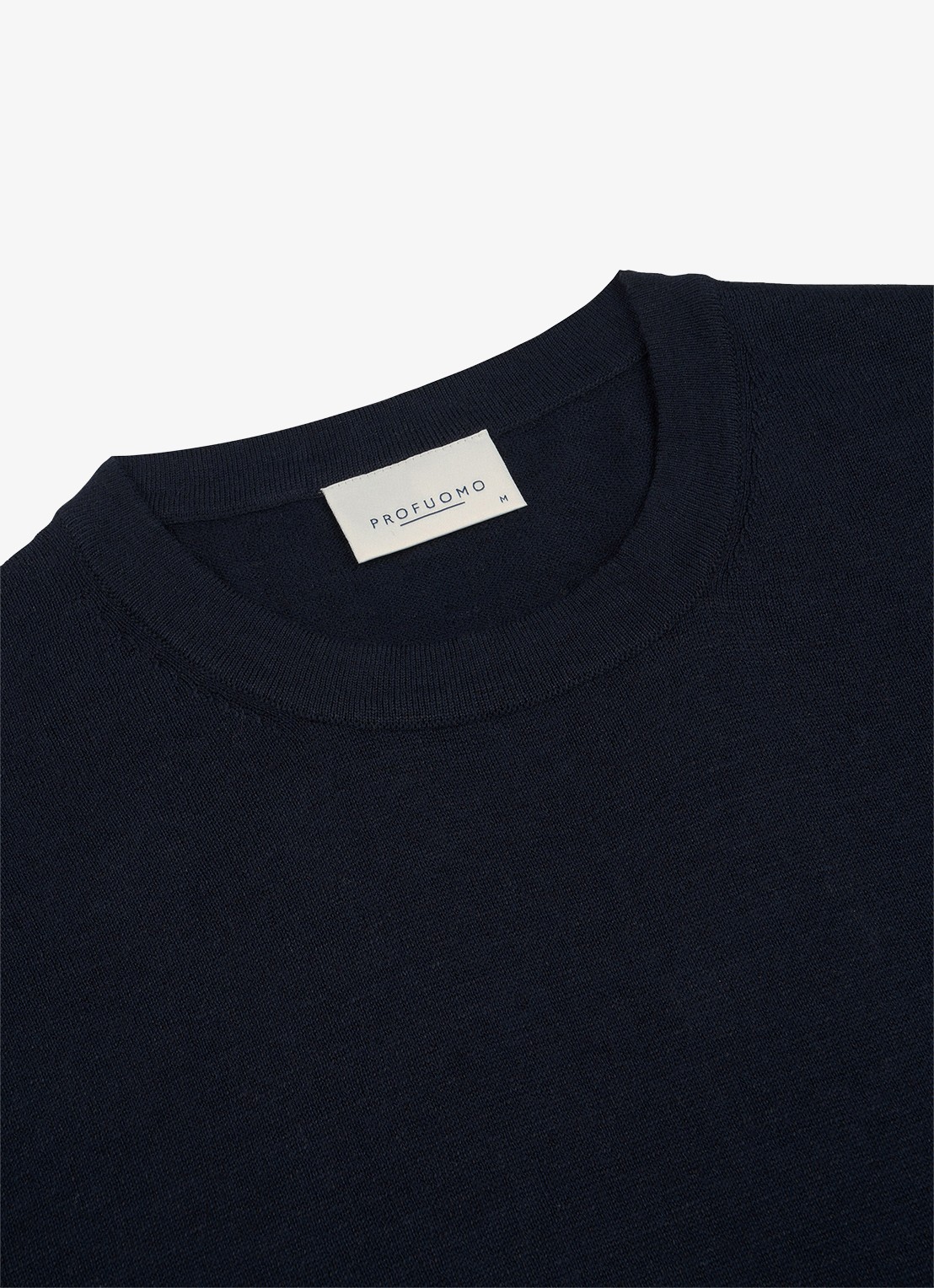 Profuomo T-shirt in linnenblend met ronde hals - detail 4 blauw