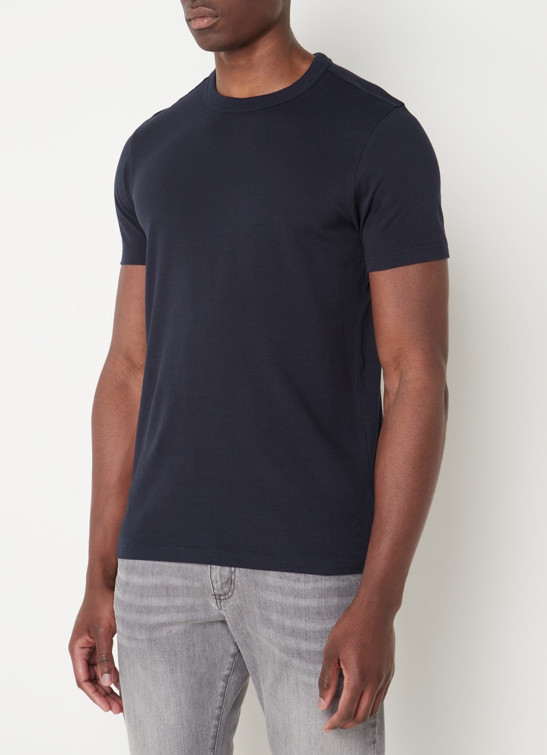 Profuomo T-shirt met logo - detail 3 donkerblauw
