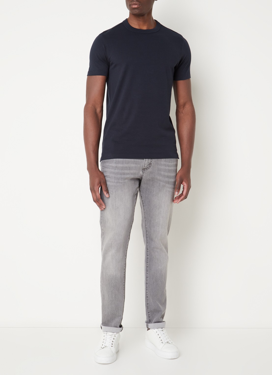 Profuomo T-shirt met logo - voorkant 2 donkerblauw