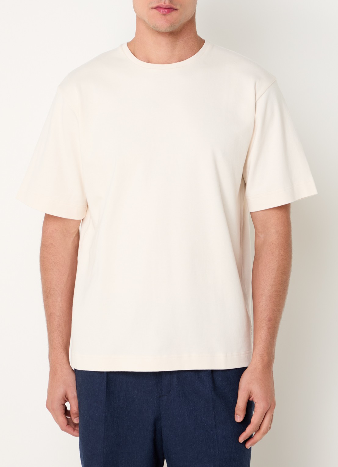 Profuomo T-shirt met ronde hals - detail 3 gebroken wit