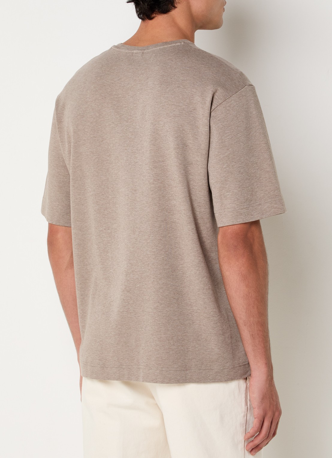 Profuomo T-shirt met ronde hals - achterkant zand