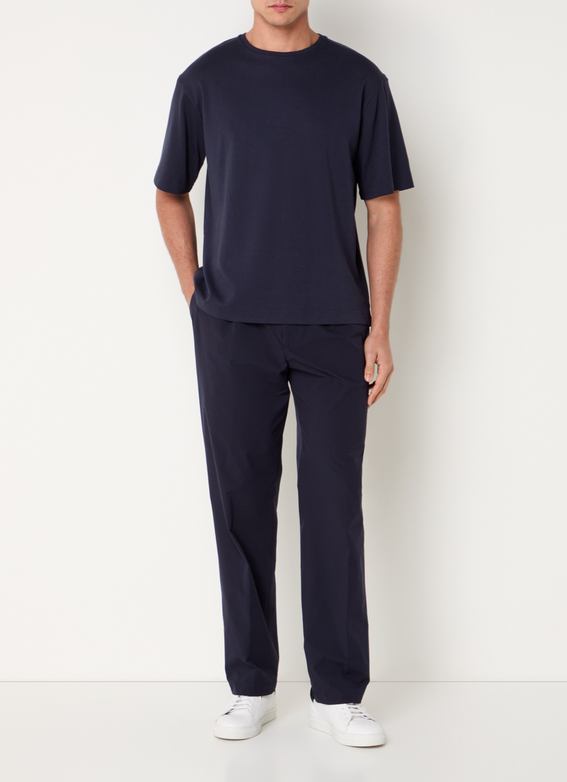 Profuomo T-shirt met ronde hals - voorkant 4 donkerblauw
