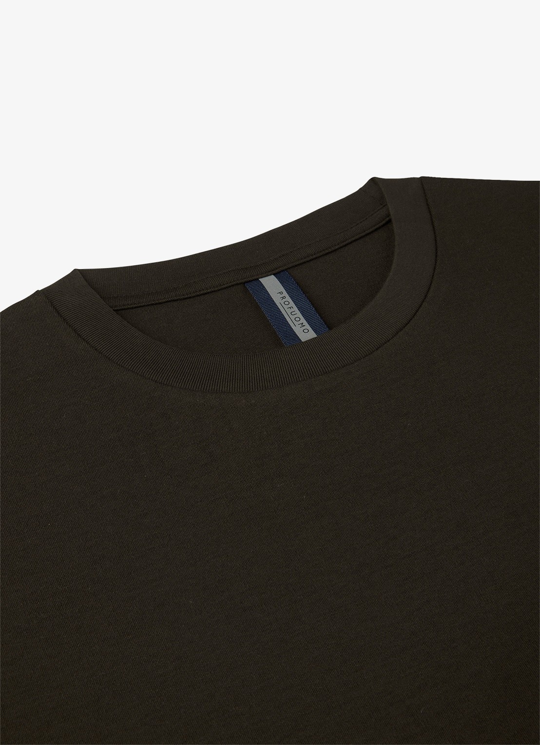 Profuomo T-shirt met ronde hals - detail 3 donkerbruin