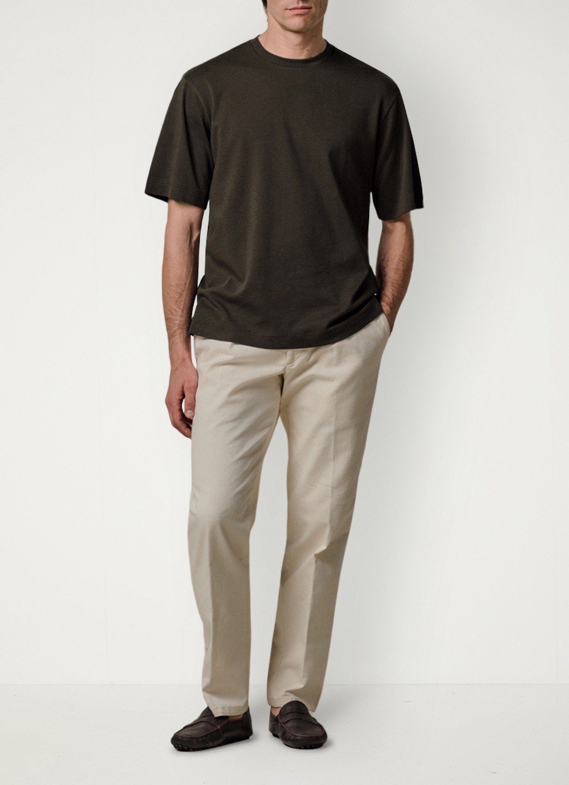 Profuomo T-shirt met ronde hals - voorkant 6 donkerbruin