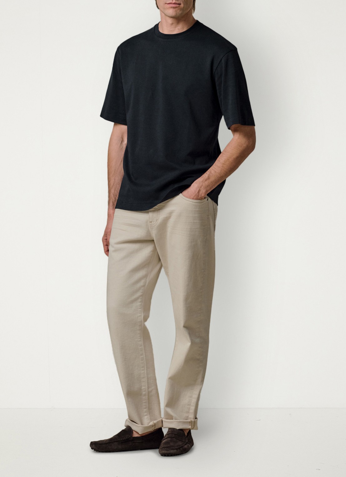 Profuomo T-shirt met ronde hals - voorkant 2 donkerblauw