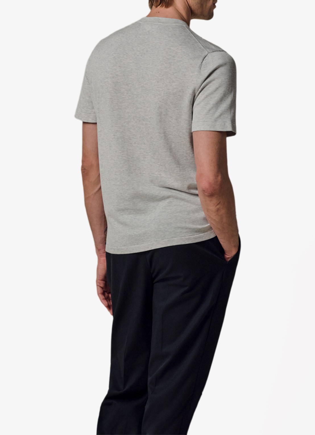 Profuomo T-shirt met ronde hals - achterkant lichtgrijs