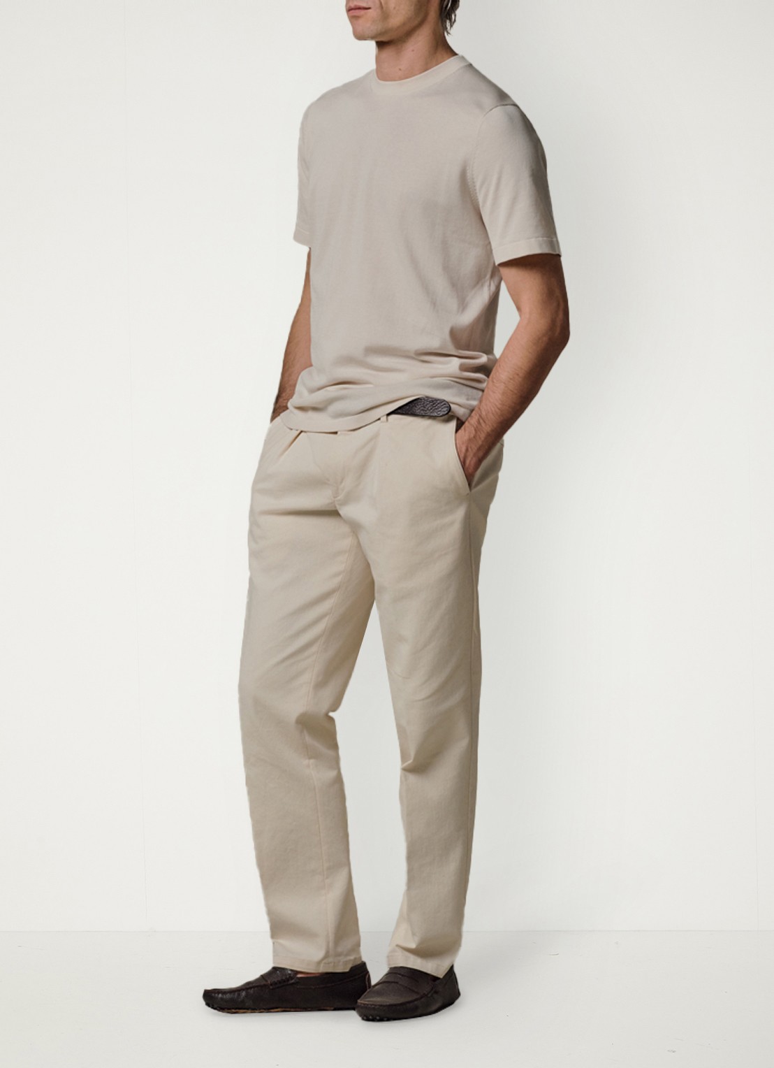 Profuomo T-shirt met ronde hals - voorkant 5 gebroken wit