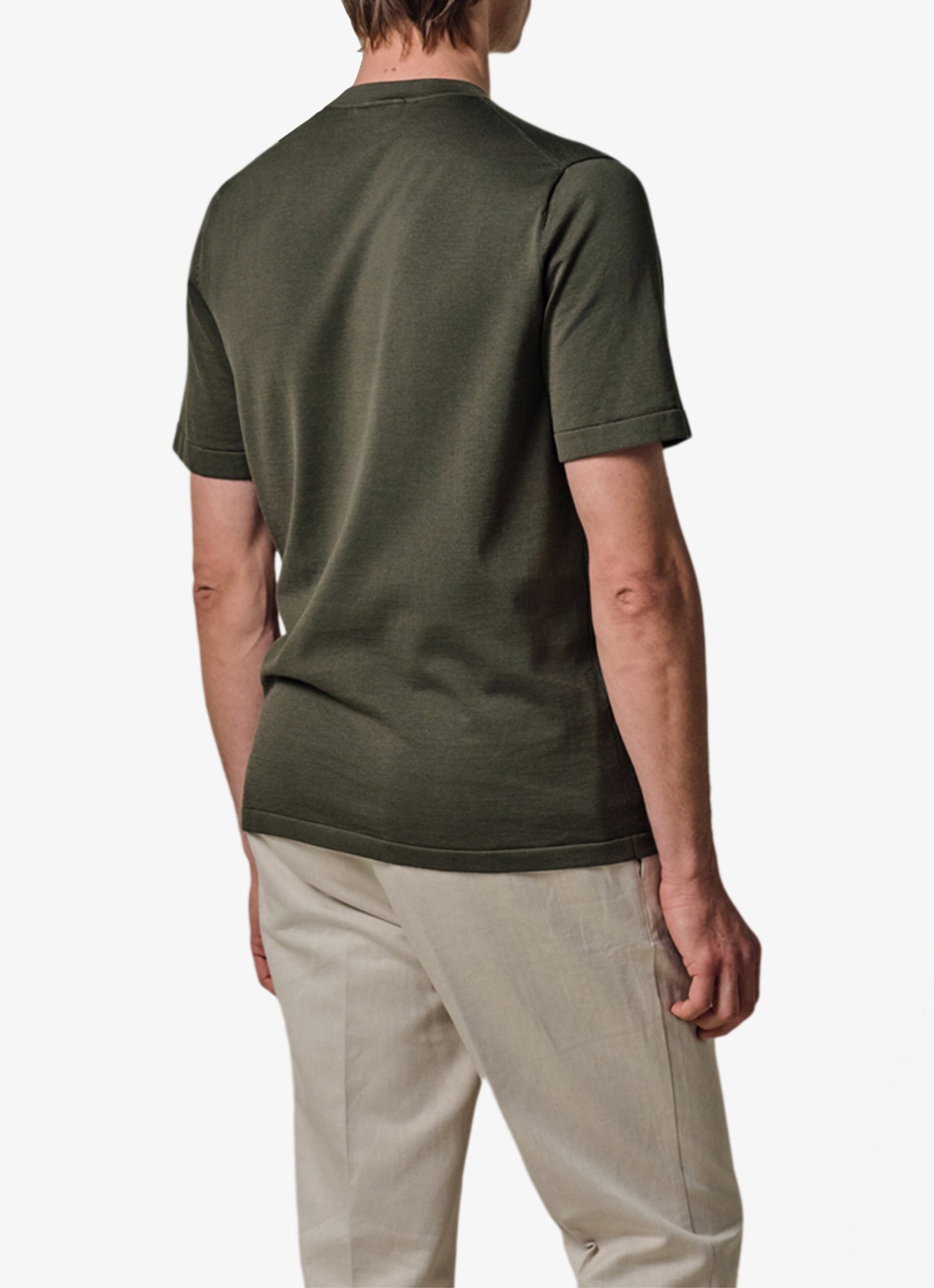 Profuomo T-shirt met ronde hals - achterkant 5 donkergroen
