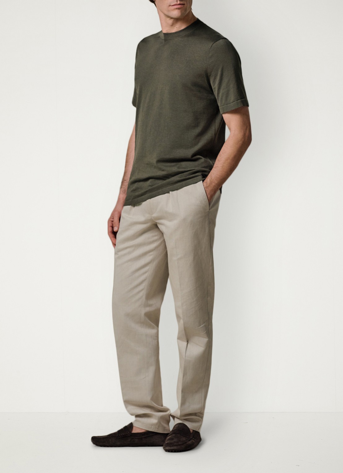 Profuomo T-shirt met ronde hals - voorkant 4 donkergroen