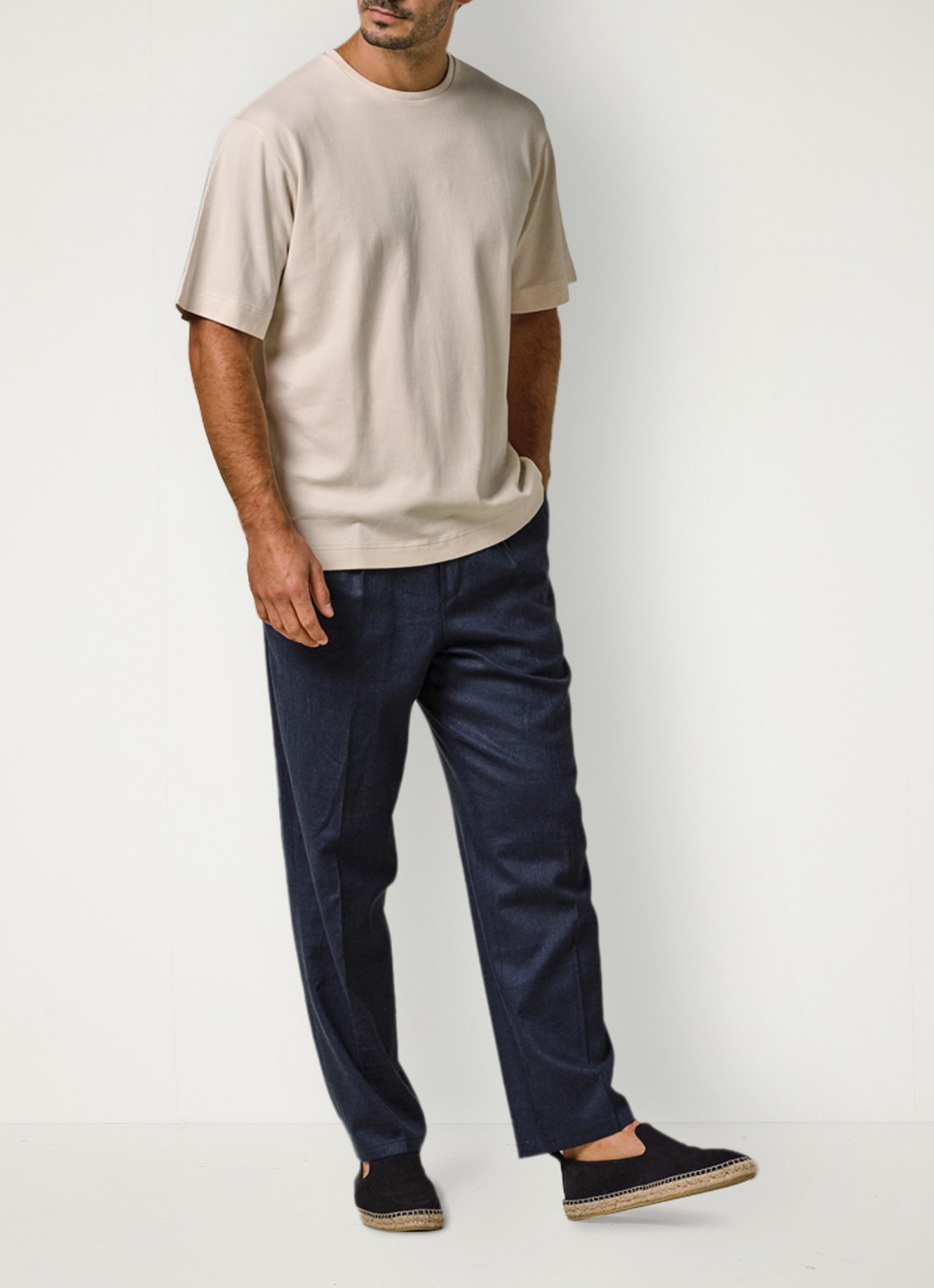 Profuomo T-shirt met stretch - voorkant 2 creme